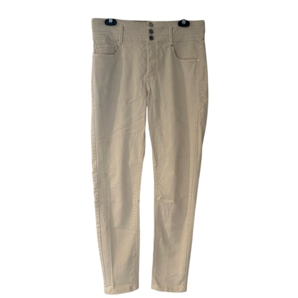 Ann Taylor The Skinny High Rise Pants Beige Tan Stretch Denim Size 8 532882